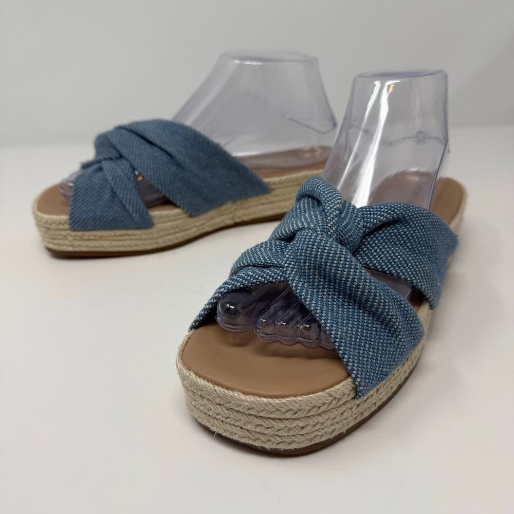 Lucky Brand Grenly Blue Fabric Twist Espadrille Slide Sandal Women's 8M NWOT - Picture 3 of 11